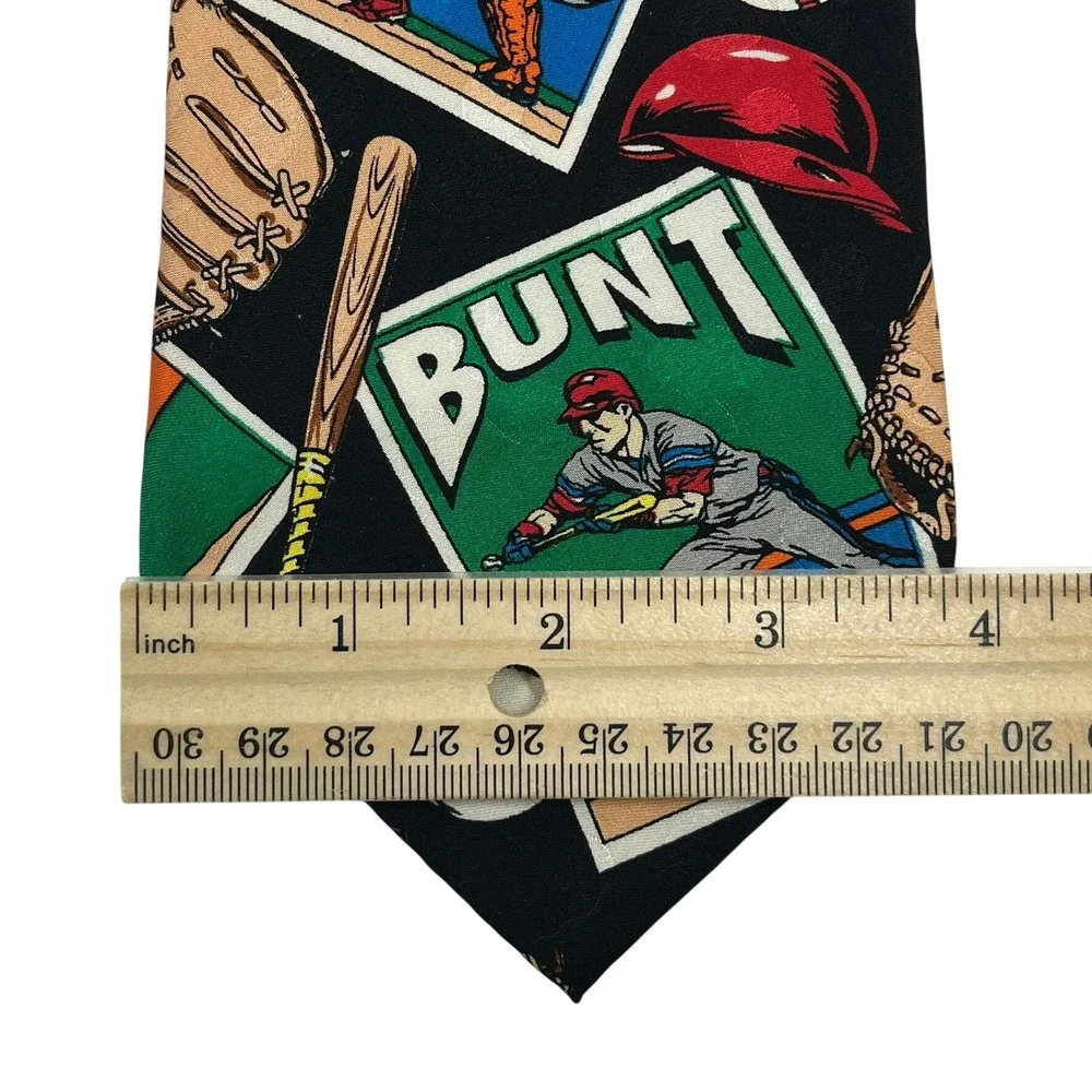 Addiction Baseball Card Silk Tie Mens OS Black Multi Vintage‎ Novelty Sports